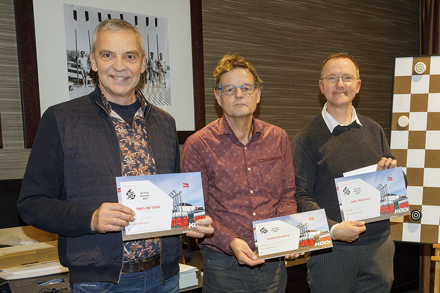 vlnr: Hein de Vries (3e), Taeke Kooistra (1e), Jelle Wiersma (2e)
Foto: G. van Dijk